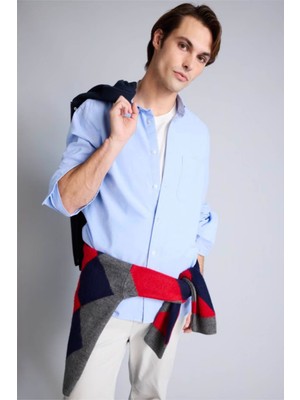 Defacto %100 Pamuk Basic Mavi Erkek Gömlek A8028AX/BE302