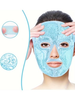 Tp Buğz Terapi Jel Yüz Maskesi Soğuk ve Sıcak Boncuklu Ayarlanabilir Maske (Mavi)