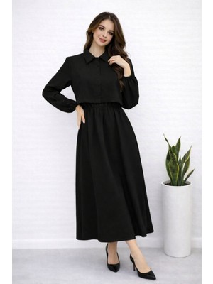 Hiramir Kadın Modern Kesim Düğmeli Yelekli  Uzun Elbise YZ2606