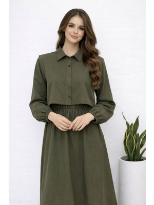 Hiramir Kadın Modern Kesim Düğmeli Yelekli  Uzun Elbise YZ2606