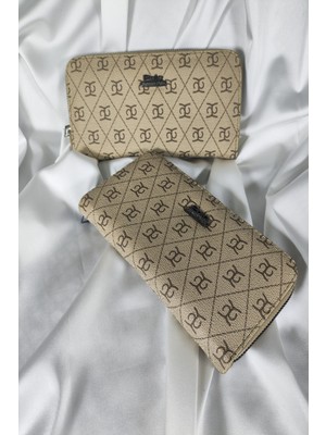 Belirtilmemiş Desenli Gri Kadın Cüzdanı Çıtçıtlı Kapaklı, Içten Fermuarlı, Kartlık Bölmeli