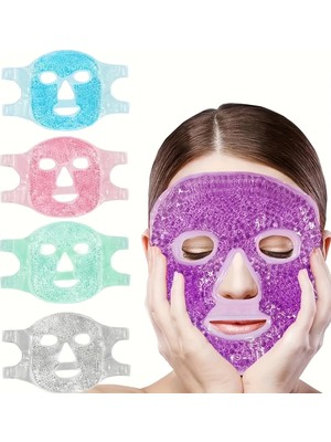 Tp Buğz Terapi Jel Yüz Maskesi Soğuk ve Sıcak Boncuklu Ayarlanabilir Maske (Mor)