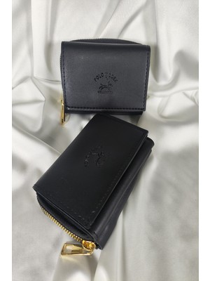 Belirtilmemiş Siyah Kadın Cüzdanı Çıtçıtlı Kapaklı, Içten Fermuarlı, Kartlık Bölmeli