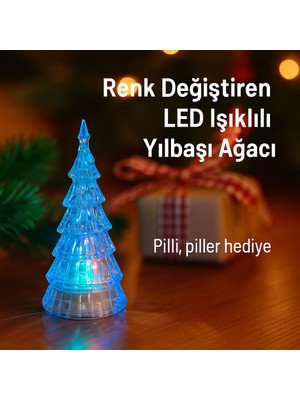 Seymen Bıçakçılık Tekli Renk Değiştiren LED Işıklı Yılbaşı Ağacı – Pilli, Piller Hediye, Dekoratif Noel Süsü