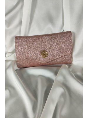 Belirtilmemiş Simli Pembe Melanj Kadın Cüzdanı Çıtçıtlı Kapaklı, Bozuk Para Gözlü, Kartlık Bölmeli