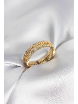 Erbilden Erb Gold Renk Minimal Zirkon Taşlı Kadın Yüzük