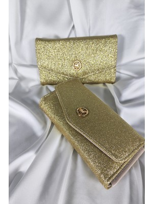 Belirtilmemiş Simli Su Yeşili Kadın Cüzdanı Çıtçıtlı Kapaklı, Bozuk Para Gözlü, Kartlık Bölmeli