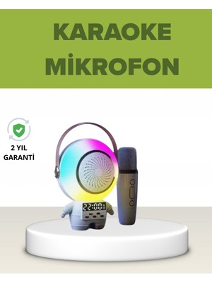 Tp Astronot Tasarımlı Bluetooth Speaker ve Kablosuz Mikrofon Karaoke Seti - Lisinya