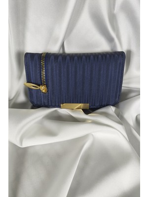 Belirtilmemiş Mavi Kadın Cüzdanı Çıtçıtlı Kapaklı, Içten Fermuarlı, Kartlık Bölmeli