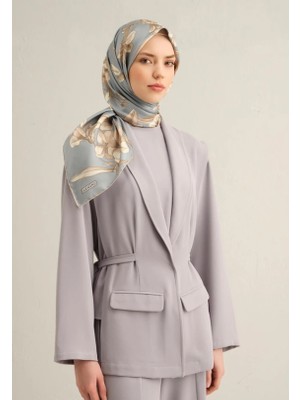 İpekevi Armine İpek Eşarp 2025 Yaz - 9324-09 Buz Mavisi Twill