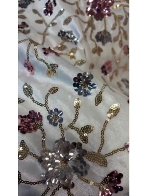 Mekik Manifatura Pullu Nakışlı Kadife