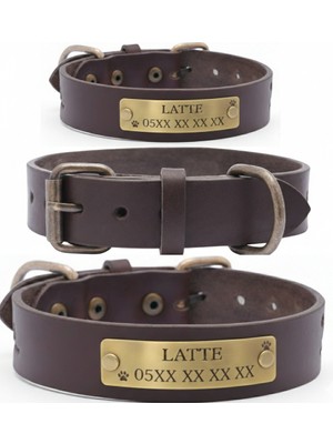 Bakani Leather Kişiye Özel Köpek İsimli Boyun Tasması