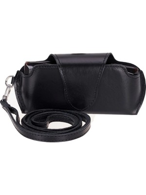 Tp Buğz Riviera Deri Askılı Gözlük Kılıfı Parlak Siyah