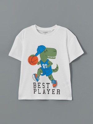 Lc Waikiki Yeni Sezon Bisiklet Yaka Baskılı Erkek Çocuk Tişört