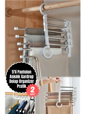 Normadia 2'li Çok Fonksiyonlu Pantolon Askısı, Dolap Için Çok Katmanlı Organizatör