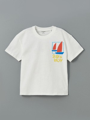 Lc Waikiki Yeni Sezon Bisiklet Yaka Baskılı Erkek Çocuk Tişört