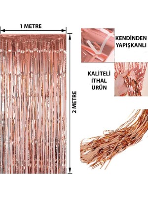 Tp Buğz Rose Gold Püsküllü Kapı Perdesi - Parti, Bekarlığa Veda, Doğum Günü 1x2 M