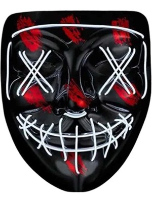 Tp Buğz Hallowen Parti Maskesi Neon LED Işıklı Maske 3 Modlu Cadılar Bayramı Maskesi