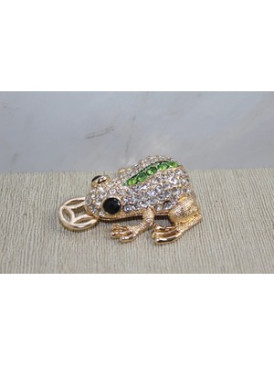 Tp Buğz Swarovski Taşlı Minik Figür - Kurbağa