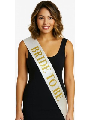 Tp Buğz Beyaz Saten Üzerine Kalın Altın Bride To Be Kuşağı
