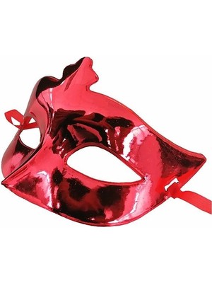 Tp Buğz Kırmızı Renk Parlak Balo Maskesi