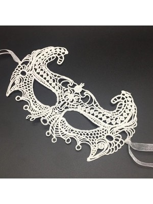 Tp Buğz Beyaz Renk Dantel Kesim Balo Maskesi