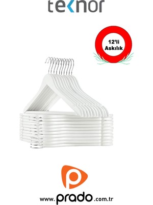 Normadia 12'li Ahşap Görünümlü Siyah Plastik Elbise Askısı Seti