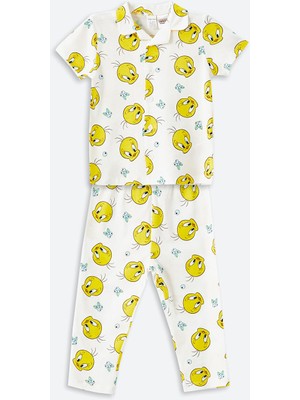 Lc Waikiki Yeni Sezon Polo Yaka Tweety Baskılı Kız Bebek Pijama Takımı