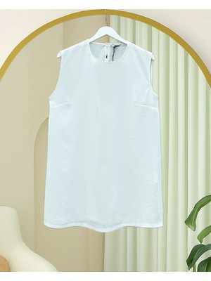 Modamorfo Yuvarlak Yaka Sıfır Kol Modal Içlik  -Beyaz