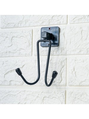 Tp Buğz Kendiliğinden Yapışkanlı Siyah Paslanmaz Metal Bornoz ve Havlu Askılığı