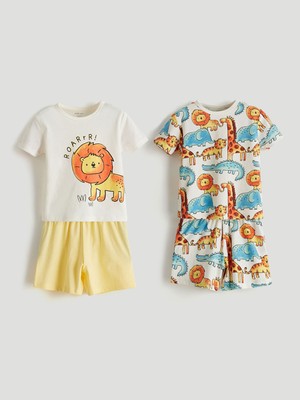 Lc Waikiki Yeni Sezon Bisiklet Yaka Baskılı Erkek Bebek Pijama Takım 2'li