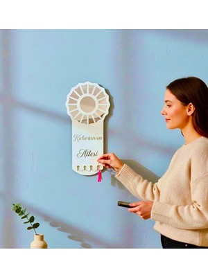 Normadia Isme Özel Dekoratif Aynalı Pleksi Anahtarlık ve Organizer Seti