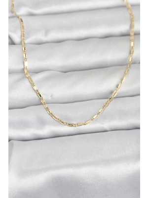 Tp Buğz cm 14K Gold Renk Lazerli Zincir Model 60 cm Kadın Kolye