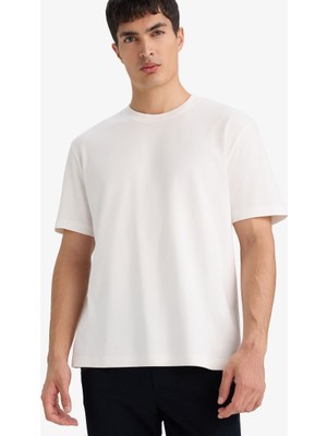 Defacto Erkek T-Shirt E7961AX/WT32 Off Whıte
