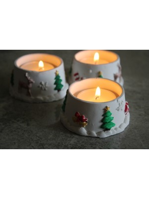 Kış Temalı Mumluk, Kış Temalı Tealight Mumluk, Mum Hediyemizdir.