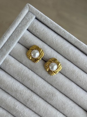 İrem Yıldız Gold Incili Şık Çelik Küpe