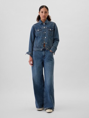 Gap Kadın Mavi Mid Rise Supersoft Baggy Jean