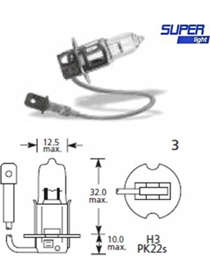 Calperia Super Light H3 Halojen Far Ampülü 12 Volt 60-55 Watt
