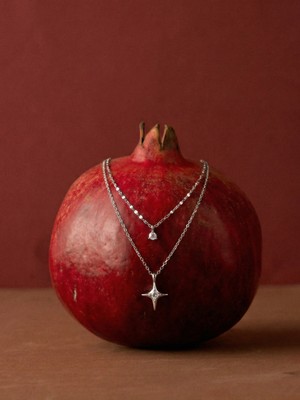 925 Ayar Gümüş Kuzey Yıldızı Katmanlı Kolye – 2’li Zincirli Zirkon Taşlı North Star Kolye | Silveria Jewels