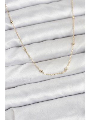Tp Buğz cm 14K Gold Renk Minik Top Zincirli Kadın Kolye