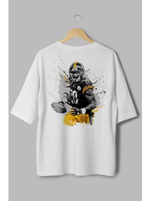 Overoz 79 Amerikan Futbolu Sırt Baskılı Yarı Oversize Siyah T-Shirt 1187