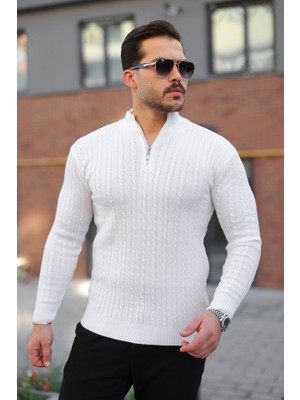 Etiler Collection Erkek Örgü Desen Zip Yaka Triko