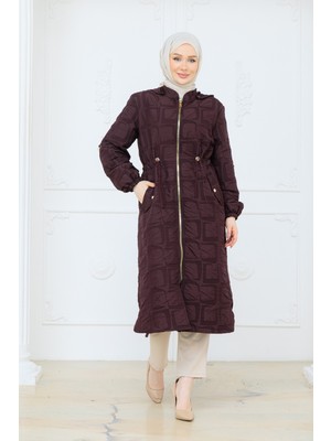 Pamuk Butik Kadın Kabartma Desenli Beli Tünel Geçişli Kapitone Kap -PMK524