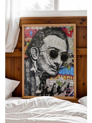 Satürn Design Salvador Dali Çerçeveli Tablo Cool ve Ofis ve Ev Için Aykırı Duvar Sanatı Street Art