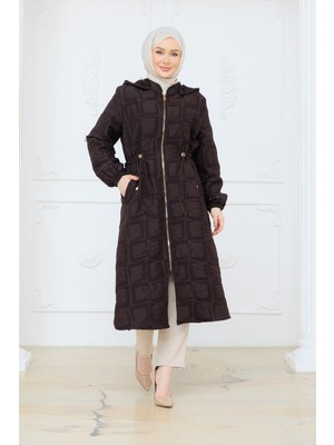 Pamuk Butik Kadın Kabartma Desenli Beli Tünel Geçişli Kapitone Kap -PMK524