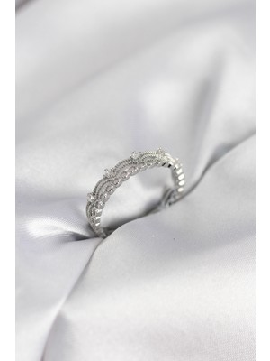 Nuvigo Gümüş Renk Motif Desenli Zirkon Taşlı Kadın Yüzük - TJ-BYK4144