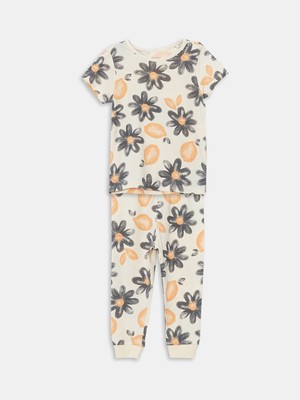 Lc Waikiki Yeni Sezon Bisiklet Yaka Çiçekli Kız Bebek Pijama Takımı