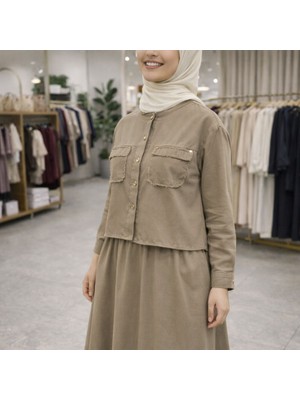 Moda Gabardin Kumaş Gizli Cepli Ikili Takım Uzun Etekli Tesettür Şık Rahat Kombin