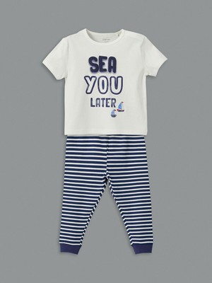 Lc Waikiki Yeni Sezon Bisiklet Yaka Baskılı Erkek Bebek Pijama Takımı