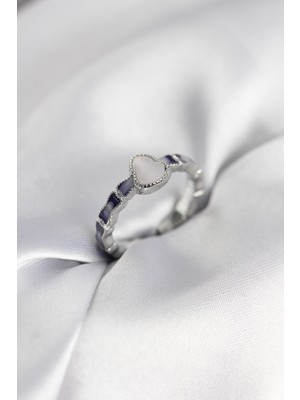 Novytech Gümüş Renk Mineli Su Kabağı Model Kadın Yüzük - Lisinya